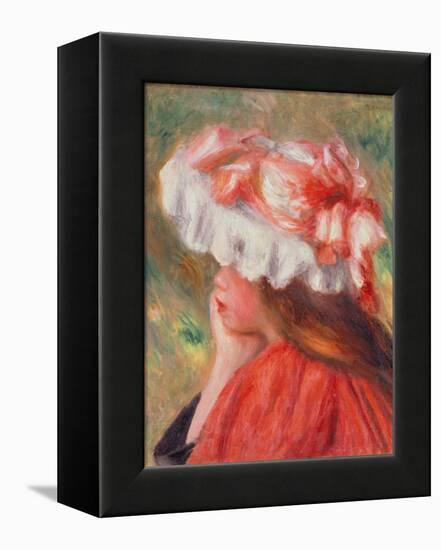 Young Girl with Red Hat, 1890-Pierre-Auguste Renoir-Framed Premier Image Canvas