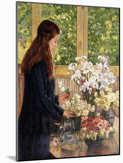 Young Girl with Vases of Flowers-Theo van Rysselberghe-Mounted Giclee Print