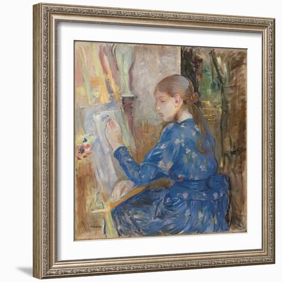 Young Girl Writing; Jeune Fille Ecrivant, 1891 (Oil on Canvas)-Berthe Morisot-Framed Giclee Print