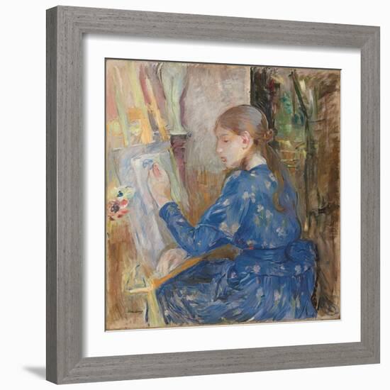 Young Girl Writing; Jeune Fille Ecrivant, 1891 (Oil on Canvas)-Berthe Morisot-Framed Giclee Print