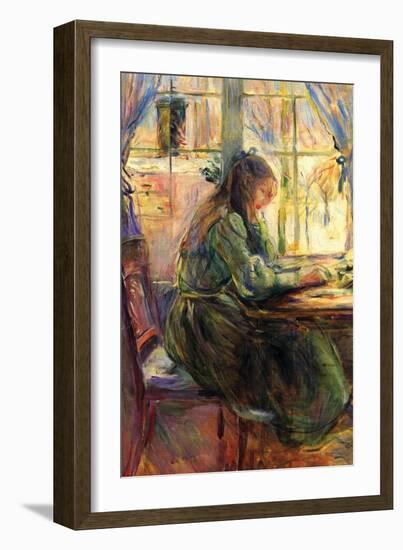 Young Girl Writing-Berthe Morisot-Framed Art Print