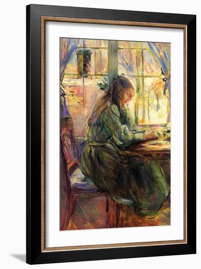 Young Girl Writing-Berthe Morisot-Framed Art Print