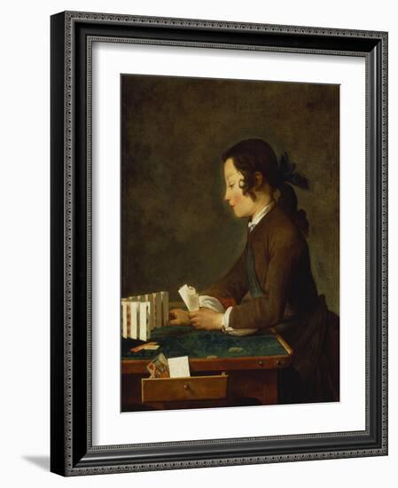 Young Girl (Young Boy?) Building a House of Cards-Jean-Baptiste Simeon Chardin-Framed Giclee Print