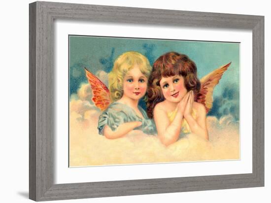 Young Girls as Cherubs, Illustration-null-Framed Art Print