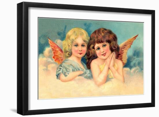 Young Girls as Cherubs, Illustration-null-Framed Art Print