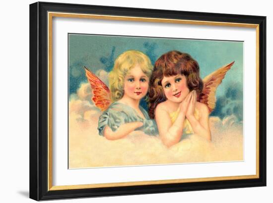 Young Girls as Cherubs, Illustration-null-Framed Art Print