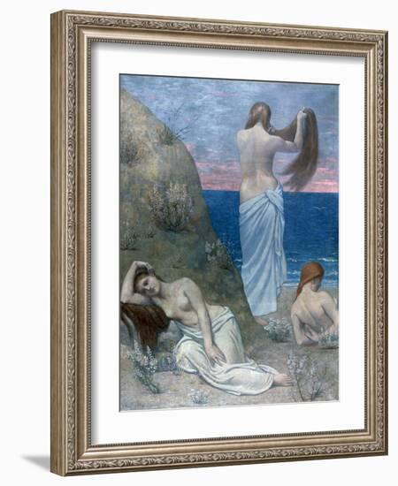 Young Girls by the Sea, before 1894-Pierre Puvis de Chavannes-Framed Giclee Print