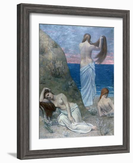 Young Girls by the Sea, before 1894-Pierre Puvis de Chavannes-Framed Giclee Print