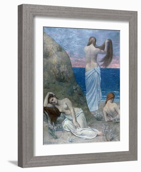 Young Girls by the Sea, before 1894-Pierre Puvis de Chavannes-Framed Giclee Print