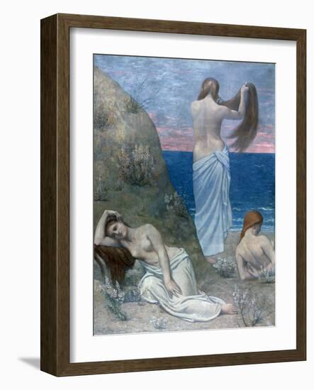 Young Girls by the Sea, before 1894-Pierre Puvis de Chavannes-Framed Giclee Print