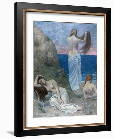 Young Girls by the Sea, before 1894-Pierre Puvis de Chavannes-Framed Giclee Print