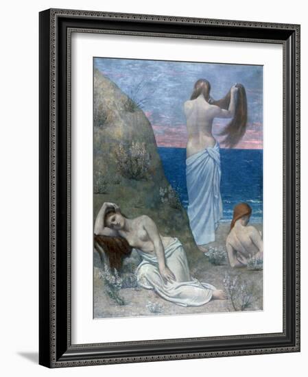 Young Girls by the Sea, before 1894-Pierre Puvis de Chavannes-Framed Giclee Print