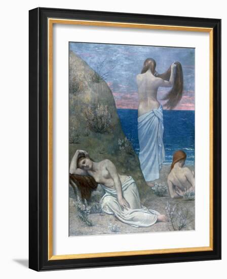 Young Girls by the Sea, before 1894-Pierre Puvis de Chavannes-Framed Giclee Print