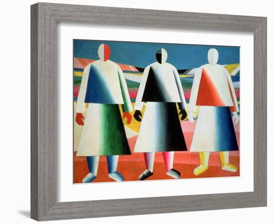 Young Girls in a Field, 1928-32-Kasimir Malevich-Framed Giclee Print