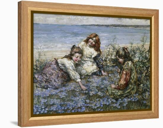 Young Girls in a Field of Cornflowers-Edward Atkinson Hornel-Framed Premier Image Canvas