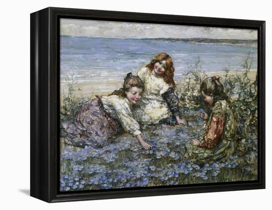 Young Girls in a Field of Cornflowers-Edward Atkinson Hornel-Framed Premier Image Canvas