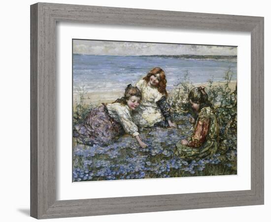 Young Girls in a Field of Cornflowers-Edward Atkinson Hornel-Framed Giclee Print