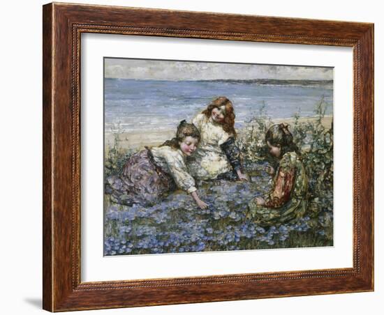 Young Girls in a Field of Cornflowers-Edward Atkinson Hornel-Framed Giclee Print