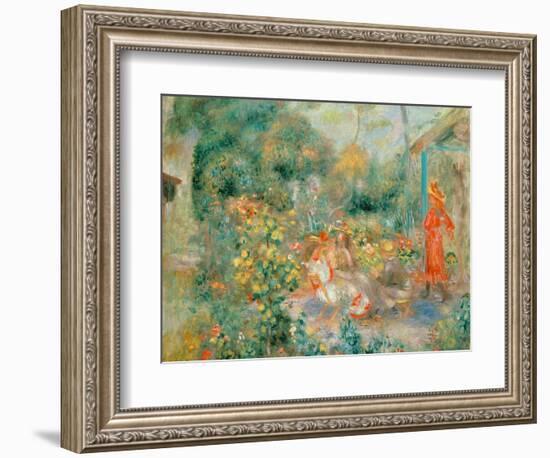 Young Girls in the Garden at Montmartre, 1893-95-Pierre-Auguste Renoir-Framed Giclee Print