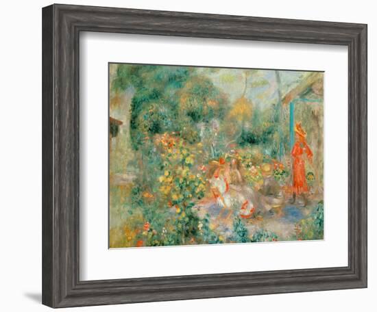 Young Girls in the Garden at Montmartre, 1893-95-Pierre-Auguste Renoir-Framed Giclee Print