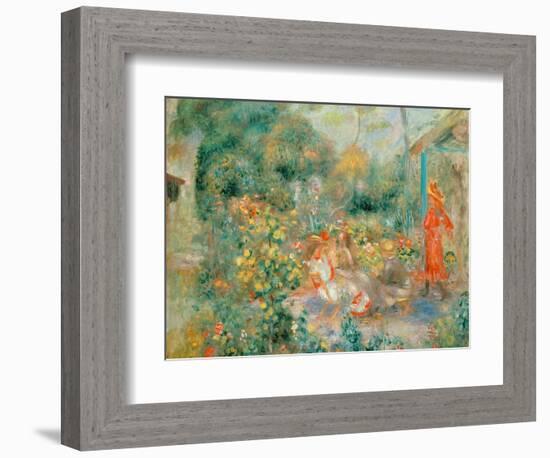 Young Girls in the Garden at Montmartre, 1893-95-Pierre-Auguste Renoir-Framed Giclee Print