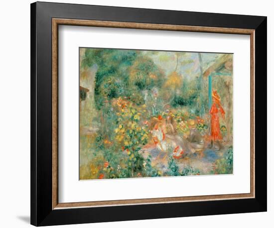 Young Girls in the Garden at Montmartre, 1893-95-Pierre-Auguste Renoir-Framed Giclee Print