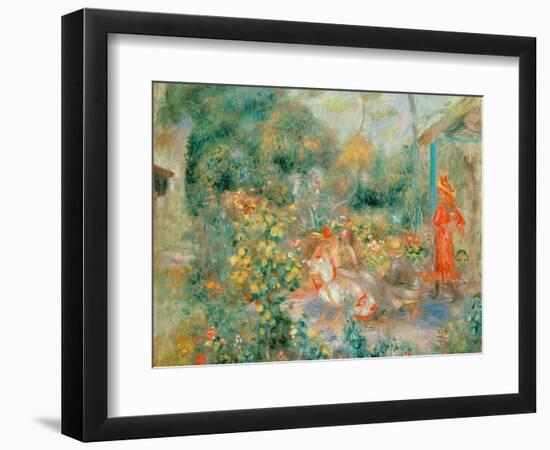 Young Girls in the Garden at Montmartre, 1893-95-Pierre-Auguste Renoir-Framed Giclee Print