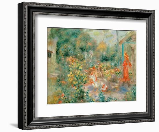 Young Girls in the Garden at Montmartre, 1893-95-Pierre-Auguste Renoir-Framed Giclee Print