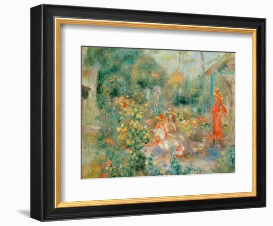 Young Girls in the Garden at Montmartre, 1893-95-Pierre-Auguste Renoir-Framed Giclee Print