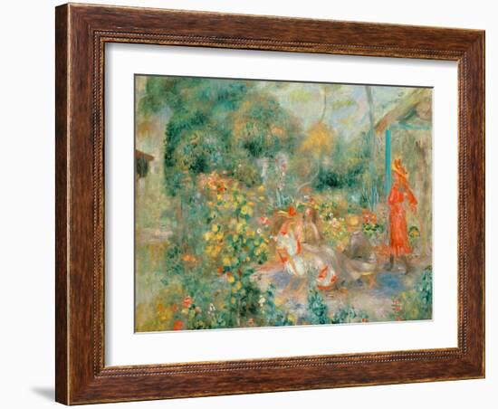 Young Girls in the Garden at Montmartre, 1893-95-Pierre-Auguste Renoir-Framed Giclee Print