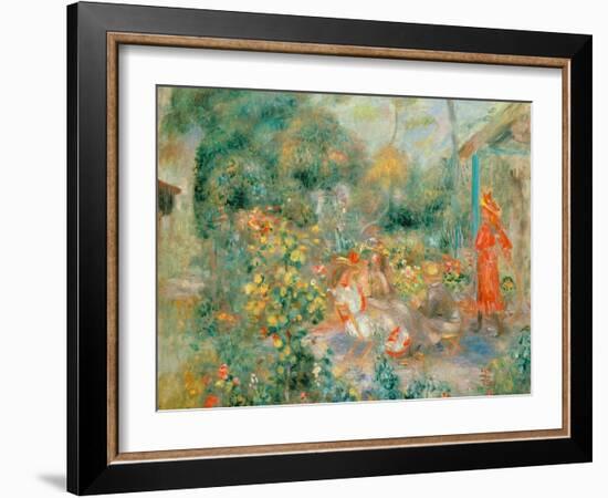 Young Girls in the Garden at Montmartre, 1893-95-Pierre-Auguste Renoir-Framed Giclee Print