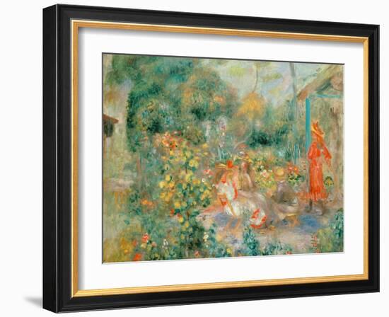 Young Girls in the Garden at Montmartre, 1893-95-Pierre-Auguste Renoir-Framed Giclee Print