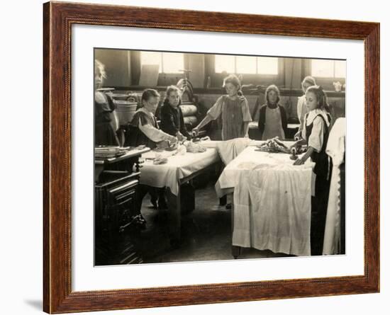 Young Girls Ironing in Laundry Room, Surrey-Peter Higginbotham-Framed Photographic Print