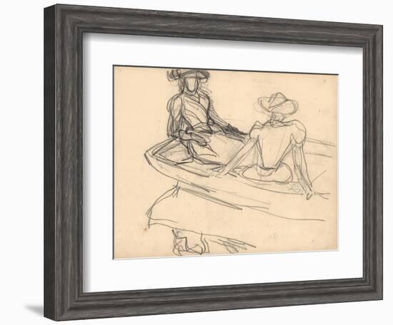 Young Girls on a Boat (Pencil on Paper)-Claude Monet-Framed Giclee Print