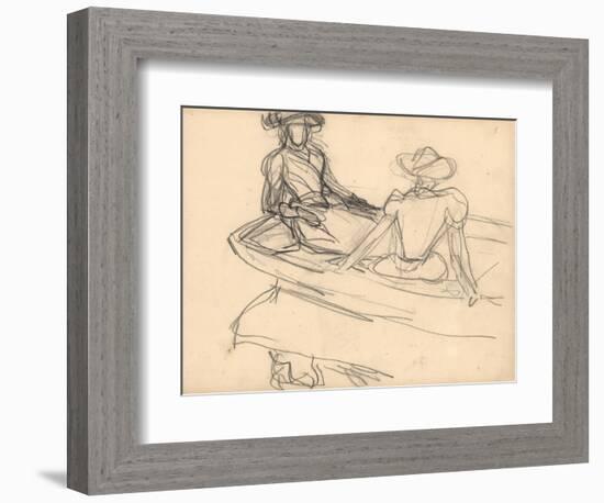 Young Girls on a Boat (Pencil on Paper)-Claude Monet-Framed Giclee Print