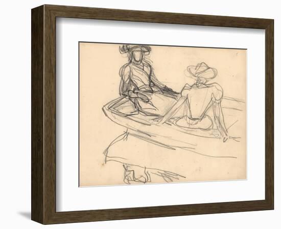 Young Girls on a Boat (Pencil on Paper)-Claude Monet-Framed Giclee Print