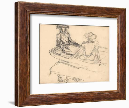 Young Girls on a Boat (Pencil on Paper)-Claude Monet-Framed Giclee Print