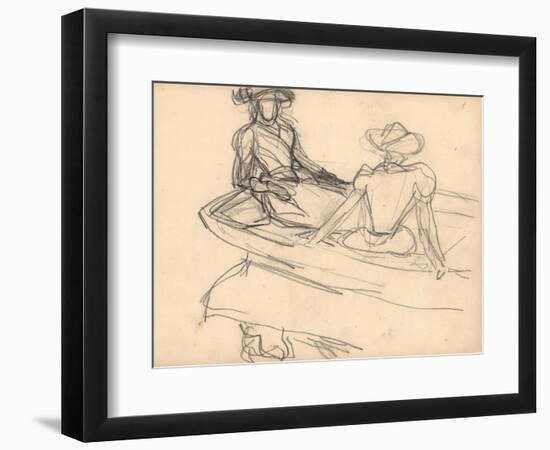 Young Girls on a Boat (Pencil on Paper)-Claude Monet-Framed Giclee Print