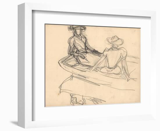 Young Girls on a Boat (Pencil on Paper)-Claude Monet-Framed Giclee Print