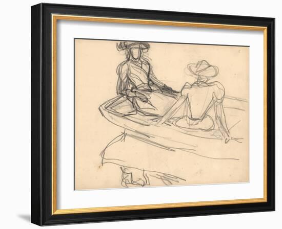 Young Girls on a Boat (Pencil on Paper)-Claude Monet-Framed Giclee Print