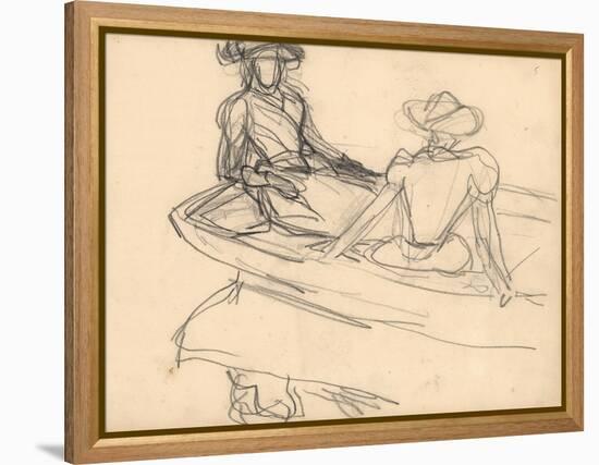 Young Girls on a Boat (Pencil on Paper)-Claude Monet-Framed Premier Image Canvas