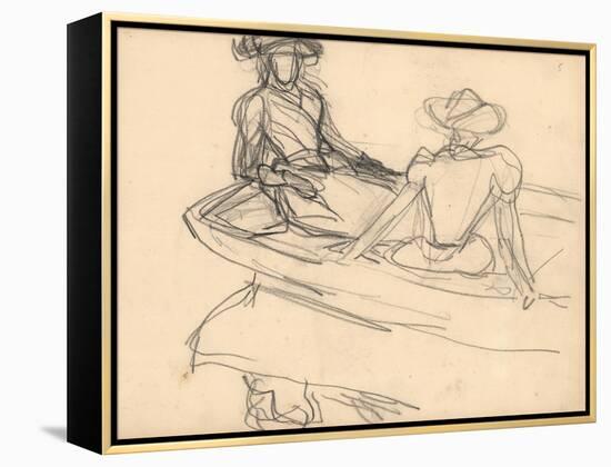 Young Girls on a Boat (Pencil on Paper)-Claude Monet-Framed Premier Image Canvas