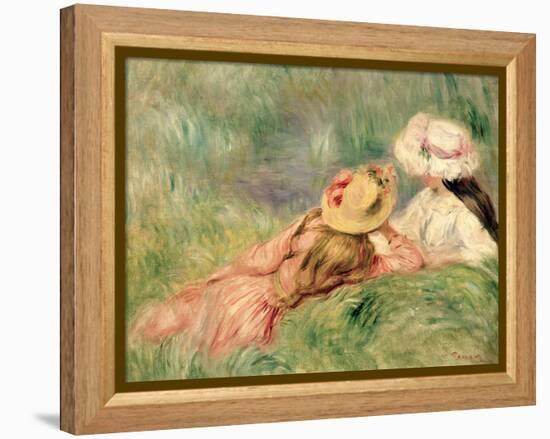 Young Girls on the River Bank-Pierre-Auguste Renoir-Framed Premier Image Canvas