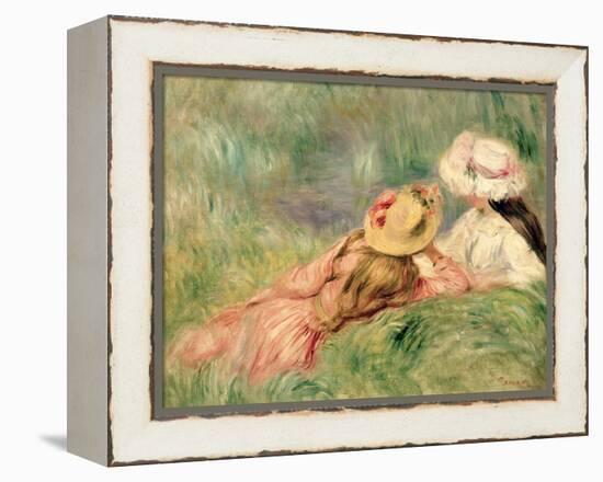 Young Girls on the River Bank-Pierre-Auguste Renoir-Framed Premier Image Canvas