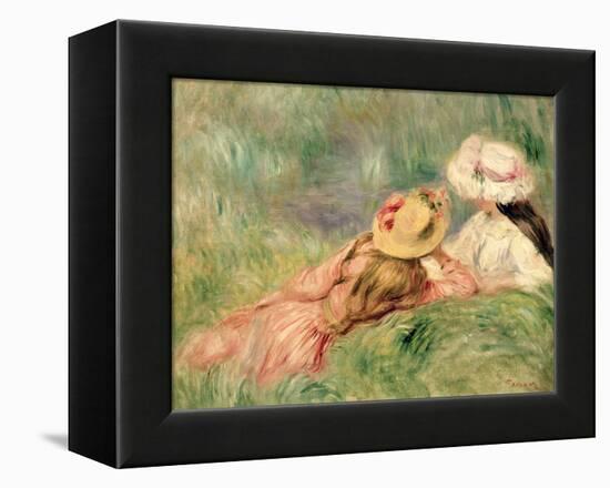 Young Girls on the River Bank-Pierre-Auguste Renoir-Framed Premier Image Canvas