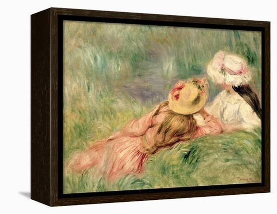 Young Girls on the River Bank-Pierre-Auguste Renoir-Framed Premier Image Canvas