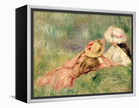 Young Girls on the River Bank-Pierre-Auguste Renoir-Framed Premier Image Canvas