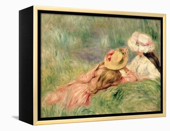 Young Girls on the River Bank-Pierre-Auguste Renoir-Framed Premier Image Canvas