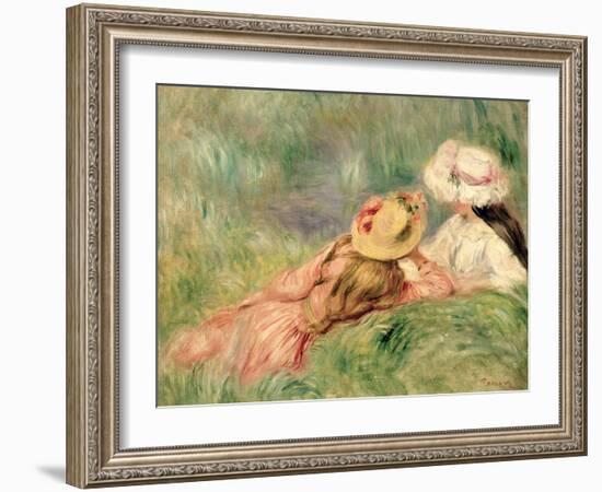 Young Girls on the River Bank-Pierre-Auguste Renoir-Framed Giclee Print