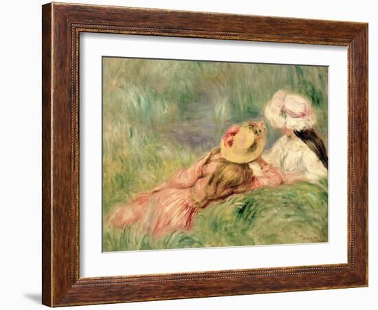 Young Girls on the River Bank-Pierre-Auguste Renoir-Framed Giclee Print